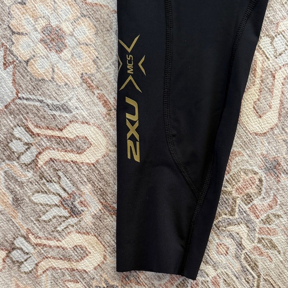 2XU Black Leggings with Gold Accents - Picture 2 of 7